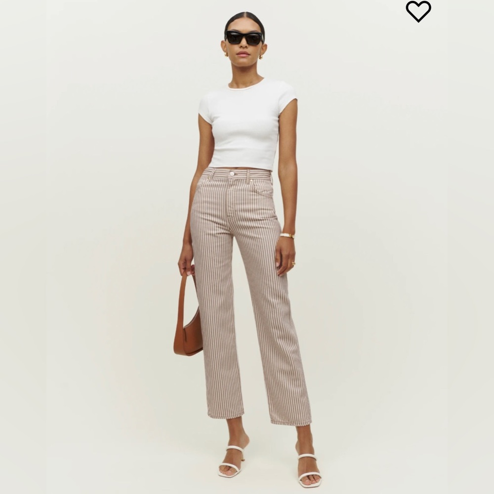 Cowboy Striped High Rise Straight Jeans